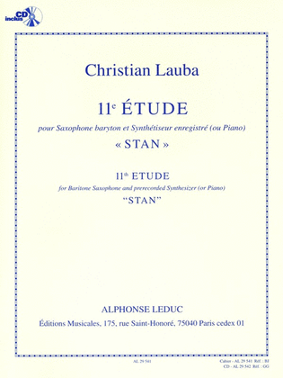 Study No. 11, Stan, For Baritone Saxophone And Prerecorded Synthe