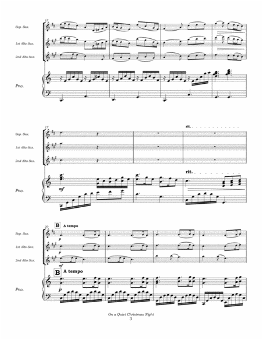 On a Quiet Christmas Night for Saxophone Duet and Piano Woodwind Duet scores gallery preview page 6