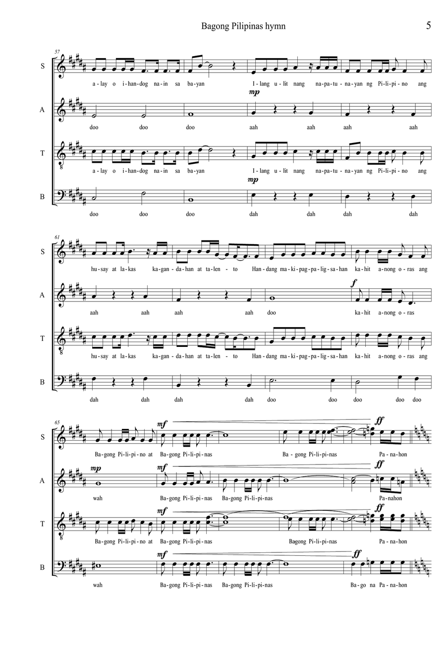 Bagong Pilipinas Hymn 4-Part scores gallery preview page 5