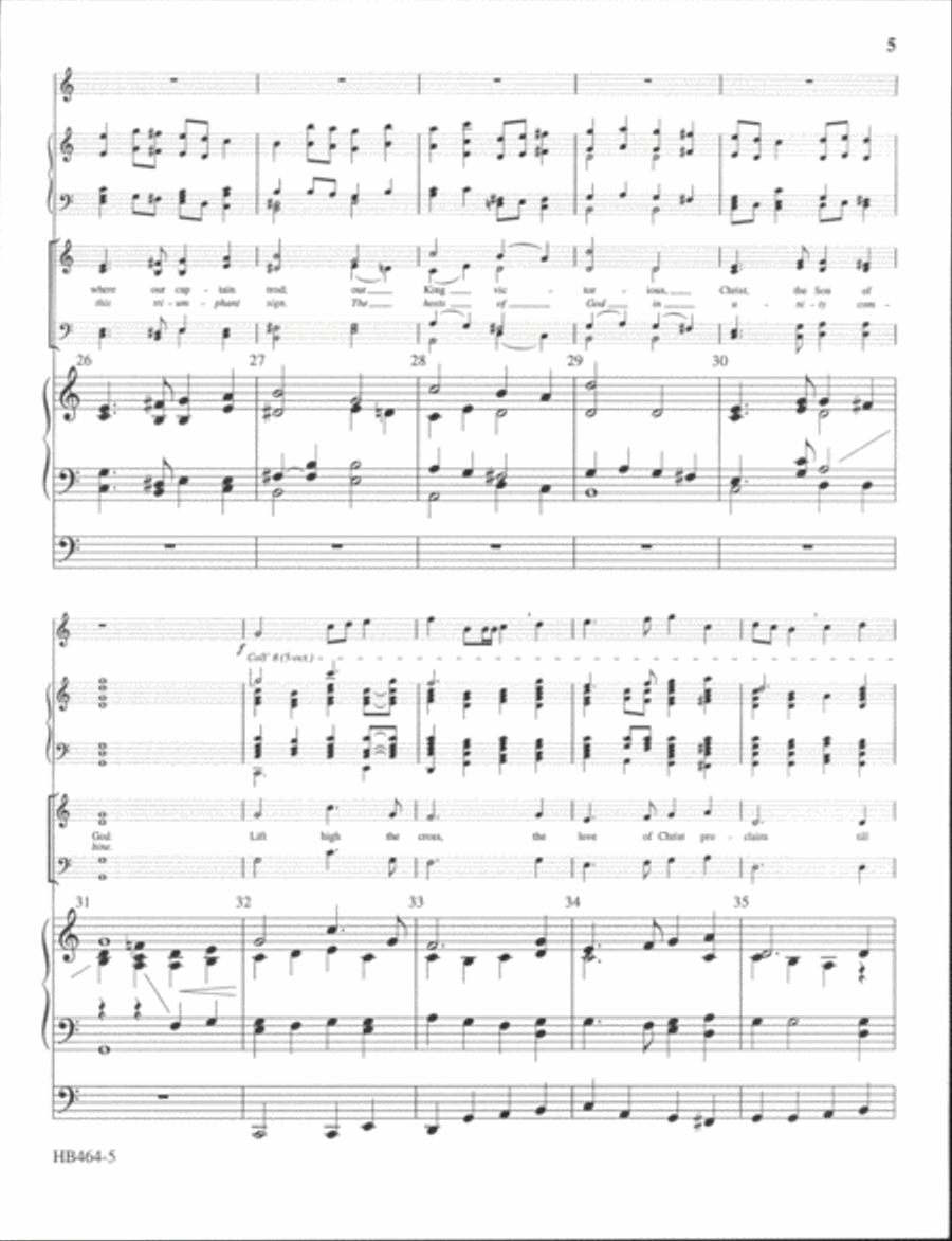 Lift High the Cross - organ and handbell score Handbell Choir scores gallery preview page 5