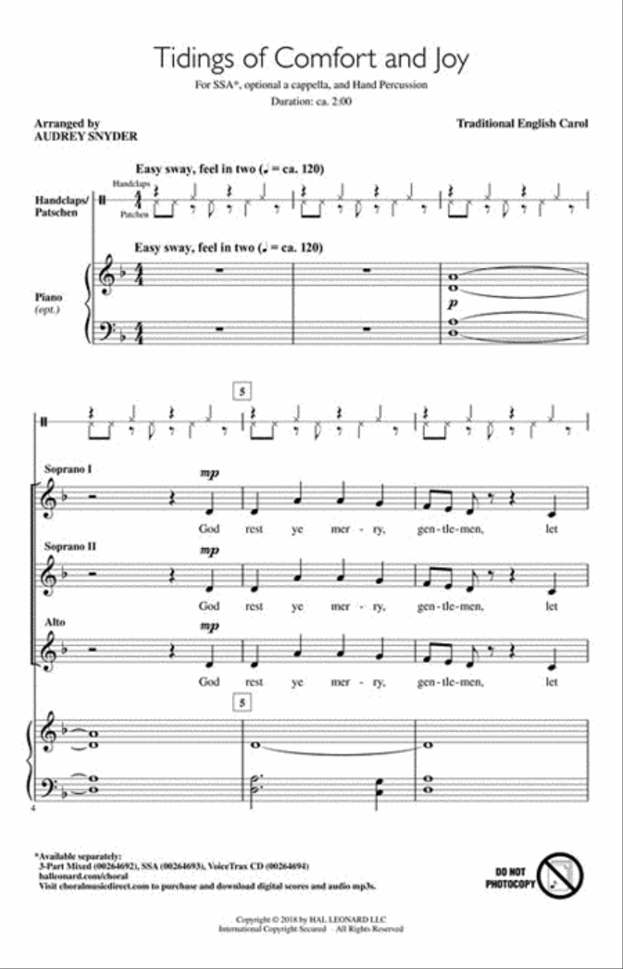 Tidings of Comfort and Joy SSA scores gallery preview page 2
