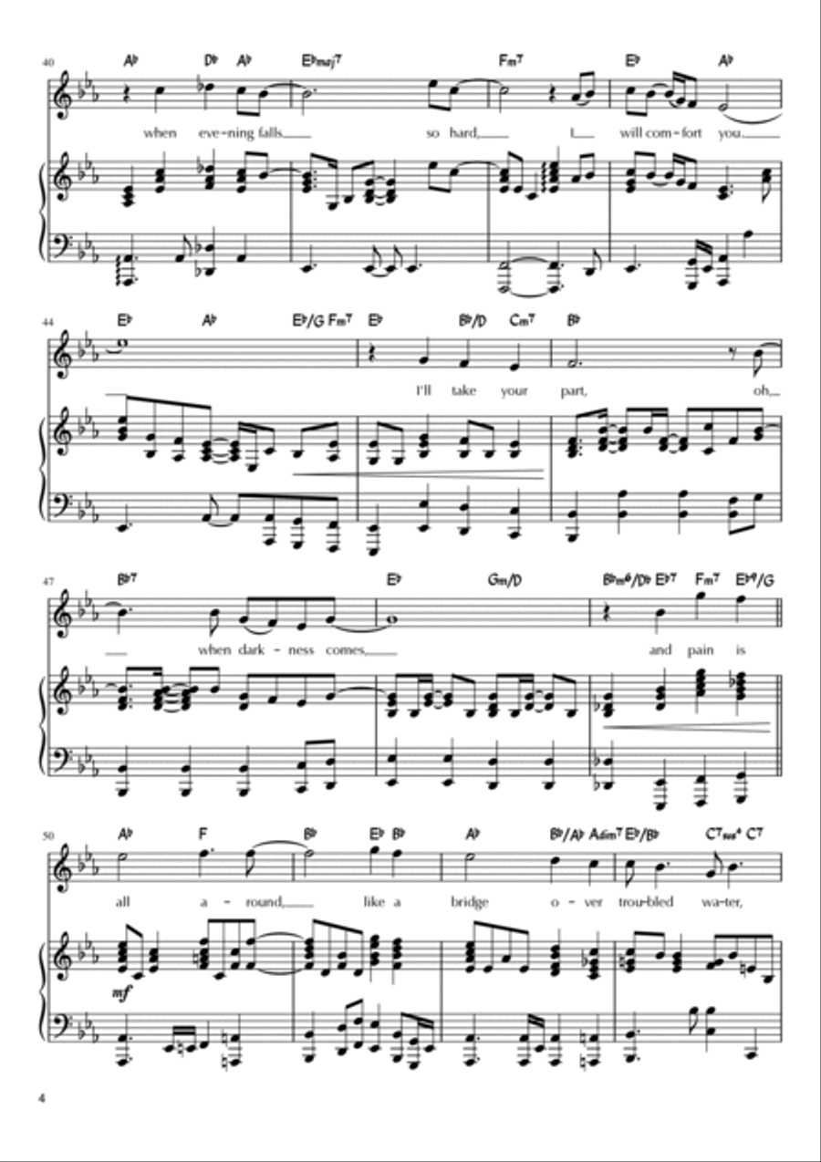 Bridge Over Troubled Water Piano, Vocal, Guitar scores gallery preview page 4