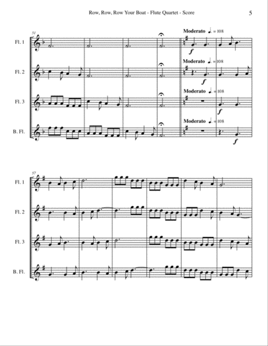 Row, Row, Row Your Boat for Flute Quartet Row, Row, Row Your Boat for Flute Quartet Flute Quartet scores gallery preview page 5