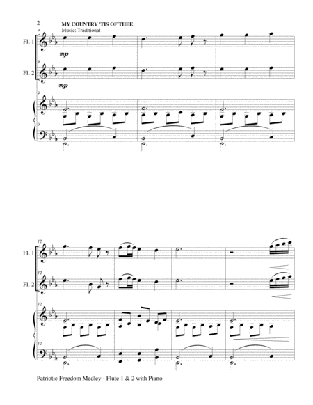 PATRIOTIC FREEDOM MEDLEY (Flute 1 & 2 with Piano/Score and Parts included) image number null