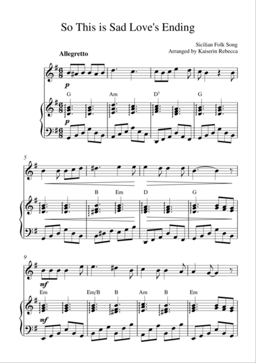 So This is Sad Love s Ending for harmonica solo and piano