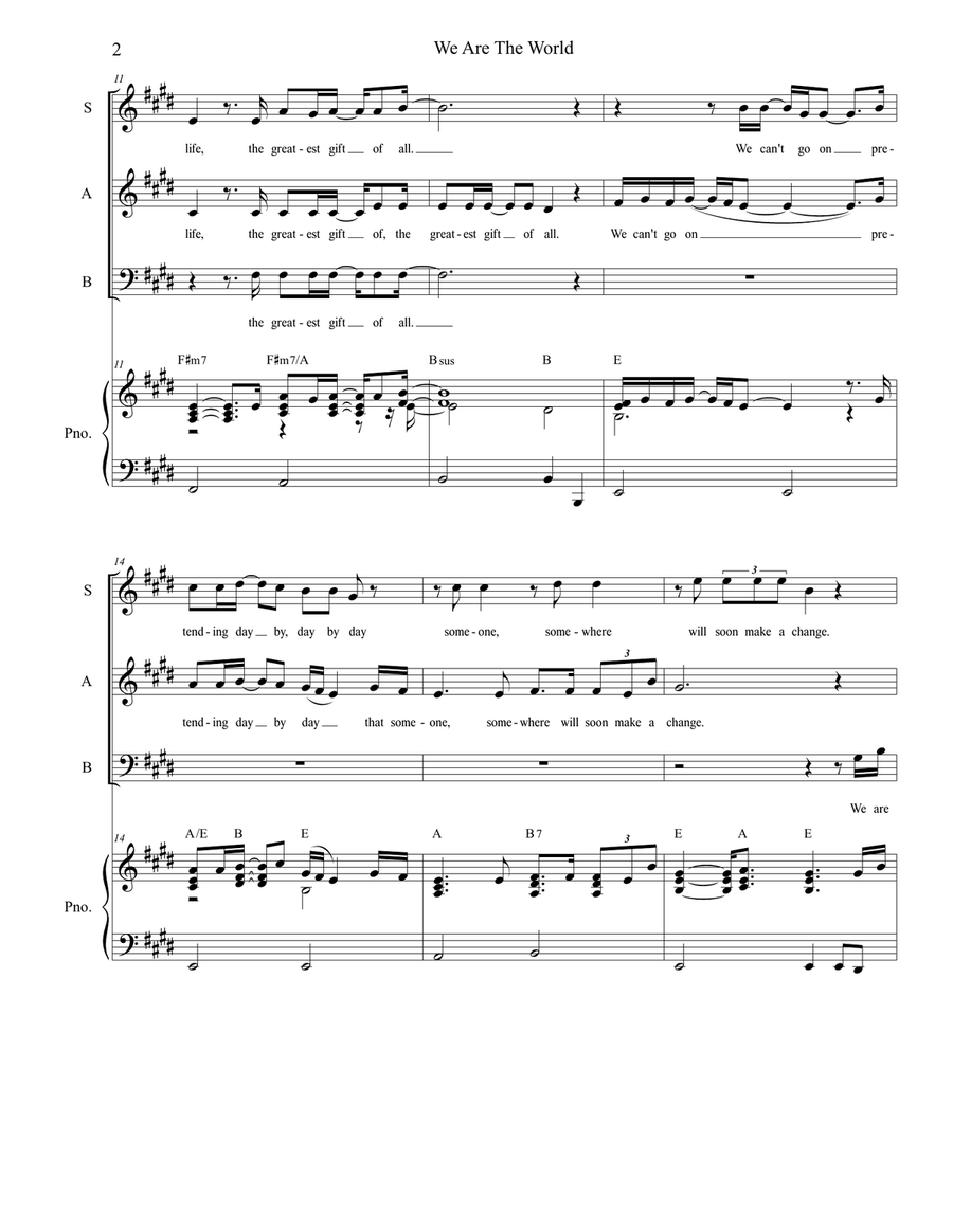 We Are The World 3-Part scores gallery preview page 2