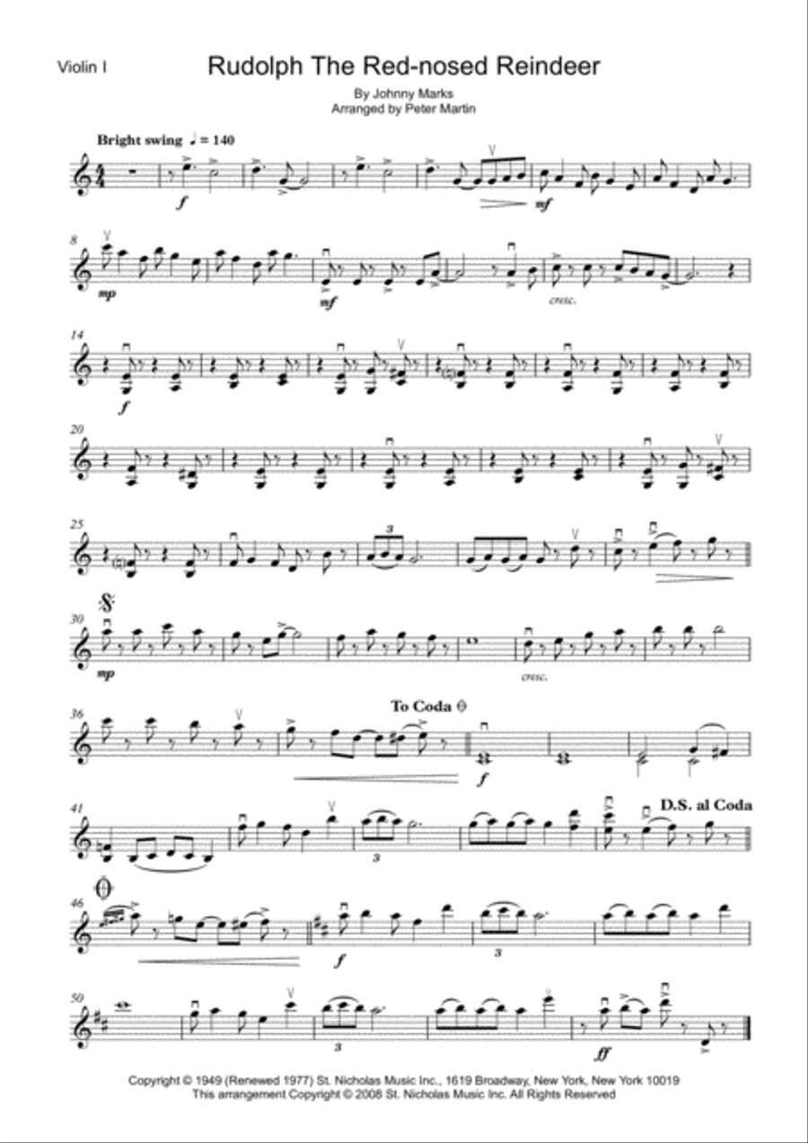 Rudolph The Red-nosed Reindeer String Quartet scores gallery preview page 2