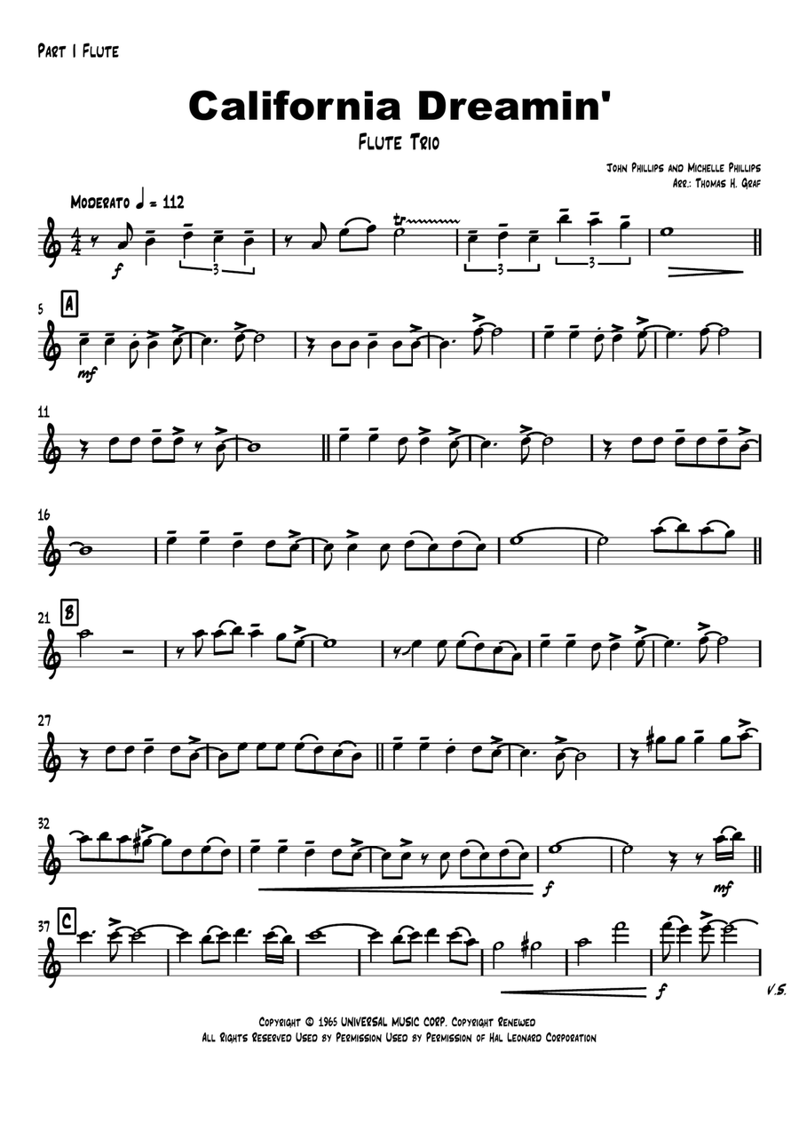California Dreamin' Woodwind Trio scores gallery preview page 5