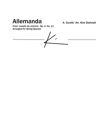 Corelli: Allemanda (Arr. Diehnelt, for String Quartet) image number null