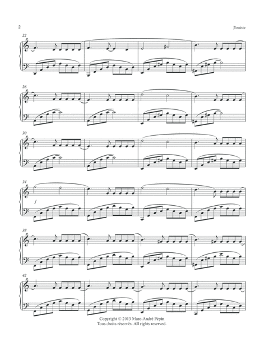 I Insist / J'insiste Piano Solo scores gallery preview page 3