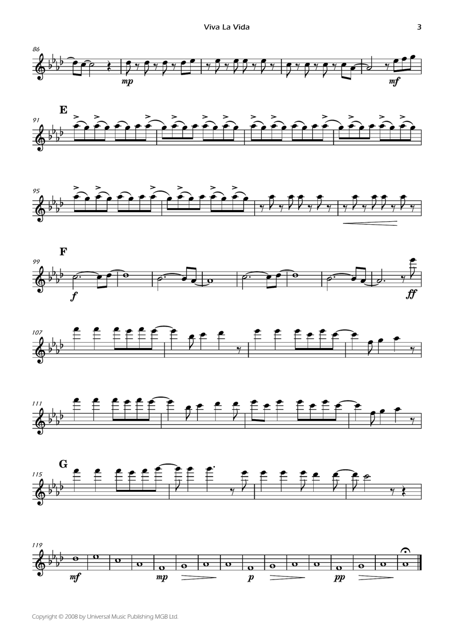 Viva La Vida Viva La Vida Flute Quartet scores gallery preview page 5