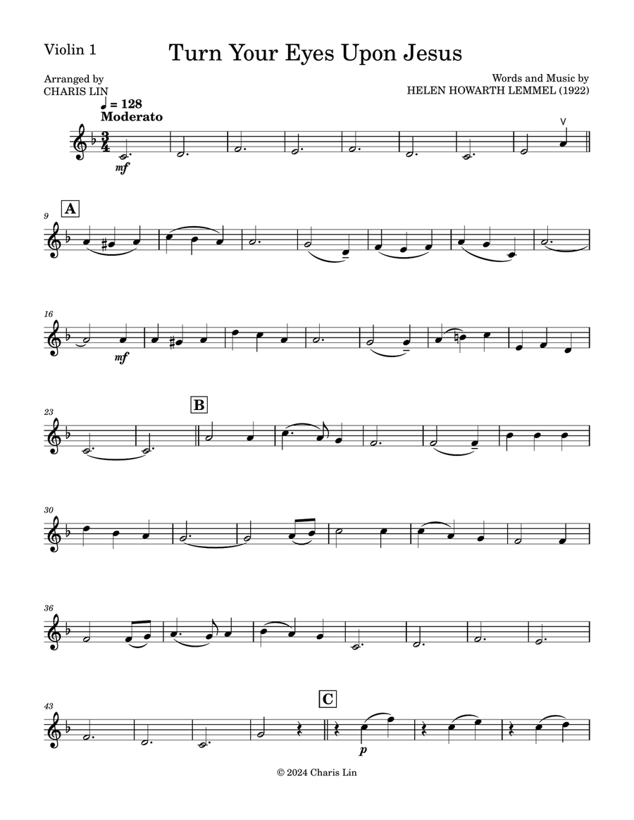 Turn Your Eyes Upon Jesus String Quartet scores gallery preview page 6
