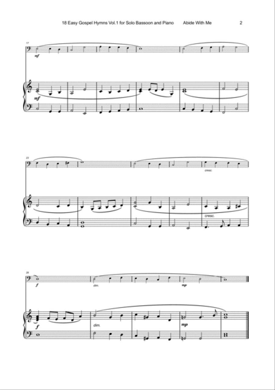 18 Gospel Hymns Vol.1 for Solo Bassoon and Piano Bassoon Solo scores gallery preview page 3