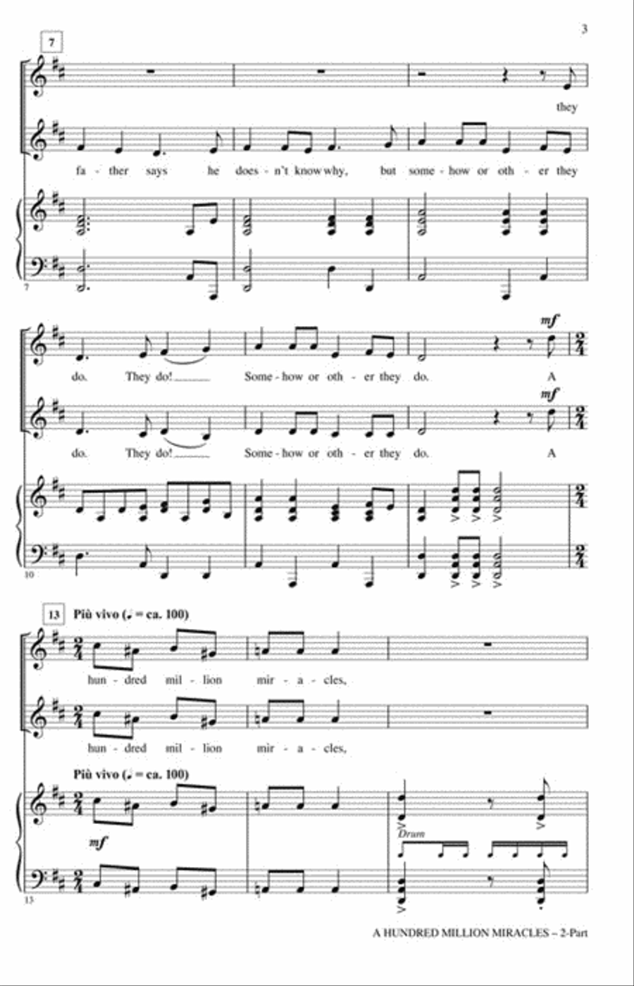 A Hundred Million Miracles 2-Part scores gallery preview page 3