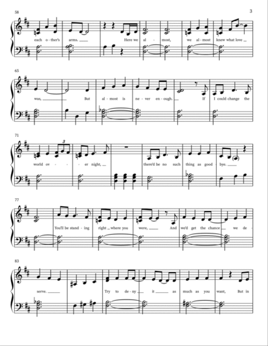 Almost Is Never Enough Easy Piano scores gallery preview page 3