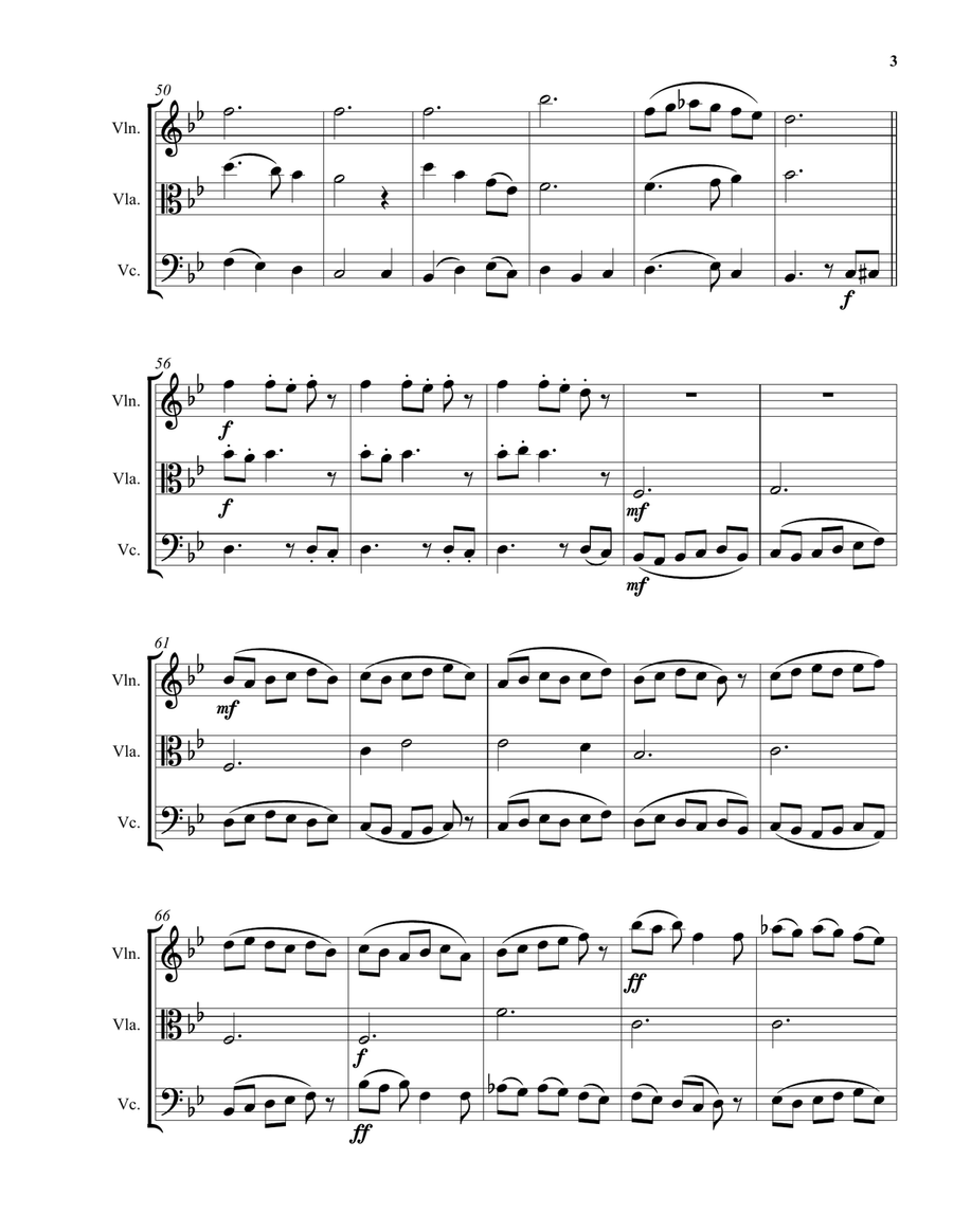 Variations on Rejoice and be merry (Gallery Carol) for string trio String Trio scores gallery preview page 3
