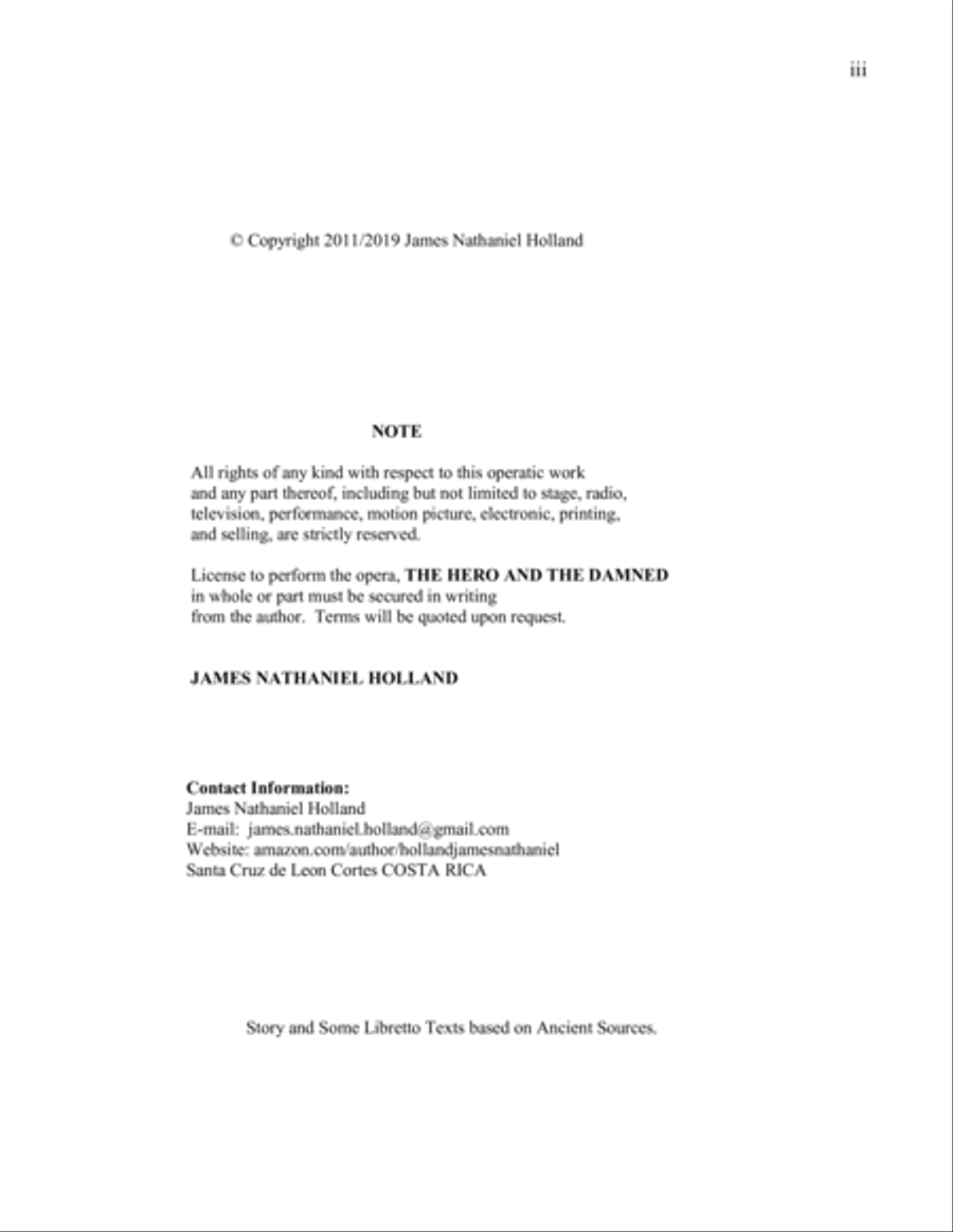 The Hero and Damned, An Opera In Four Acts, Individual Instruments 1 of 2 (Woodwinds and Brass) Full Orchestra scores gallery preview page 3
