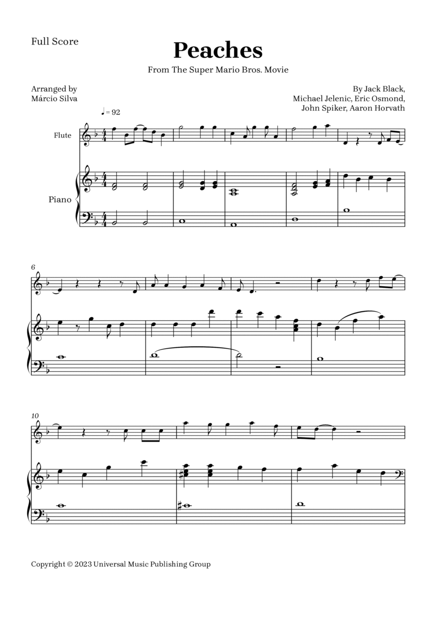 Peaches Flute Solo scores gallery preview page 1
