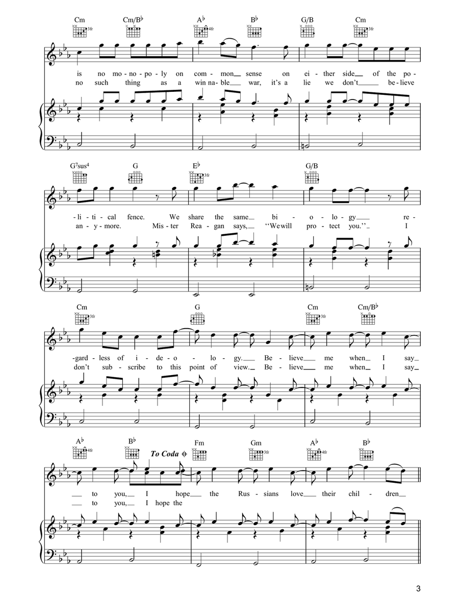 Russians Russians Piano, Vocal, Guitar scores gallery preview page 3