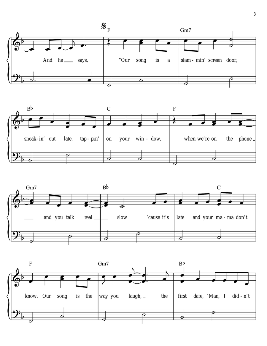 Our Song Easy Piano scores gallery preview page 3