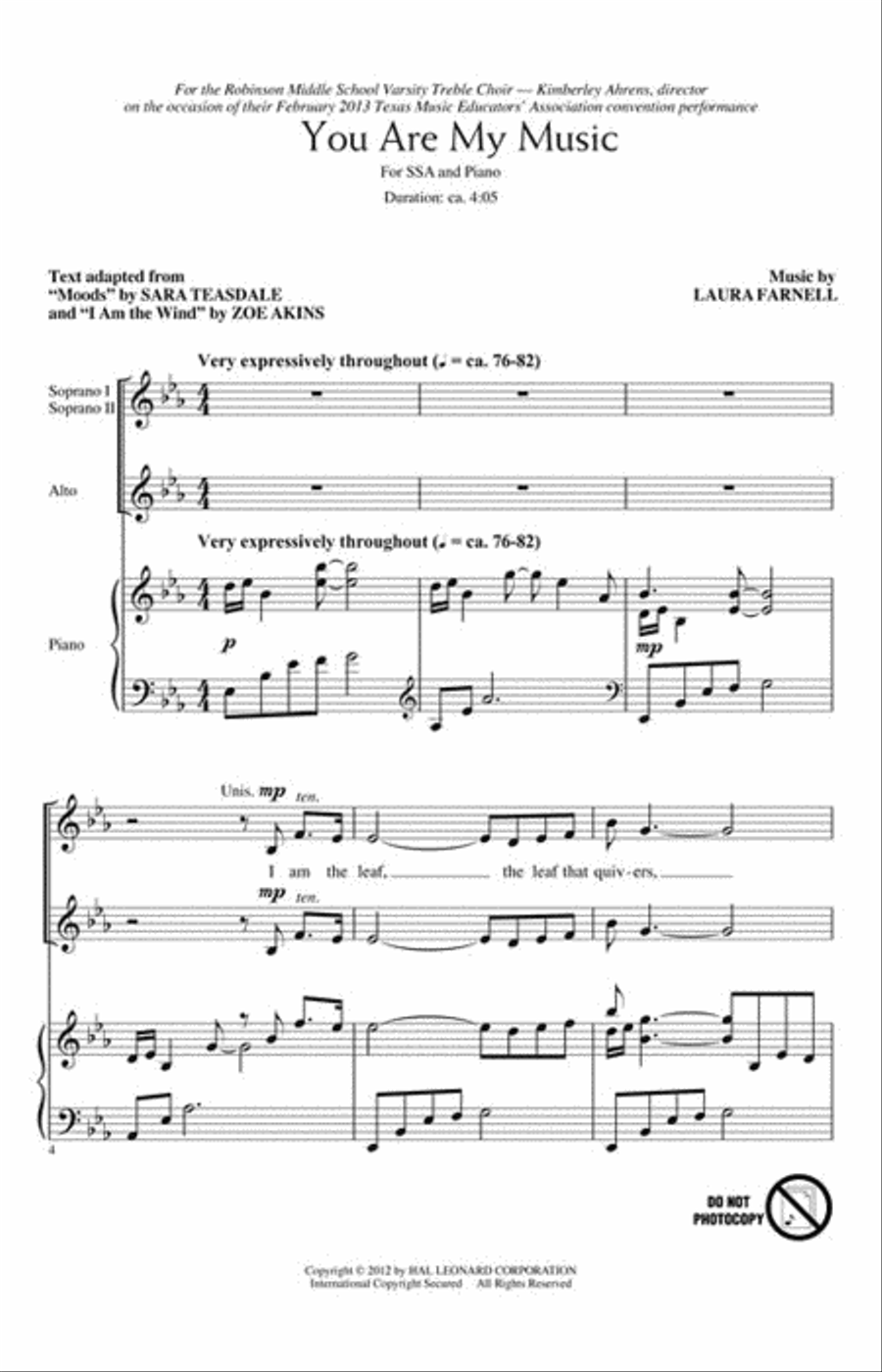 You Are My Music SSA scores gallery preview page 2