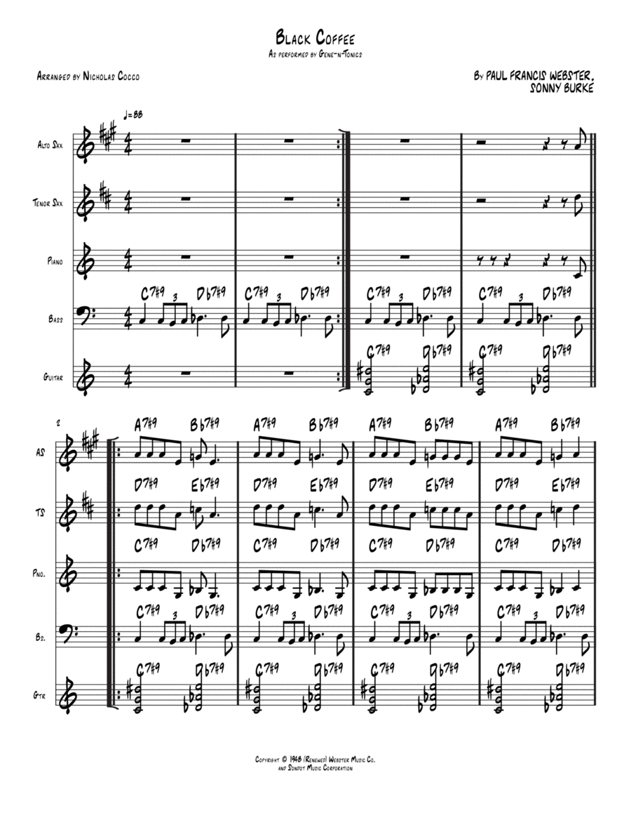 Black Coffee Black Coffee Small Ensemble scores gallery preview page 1