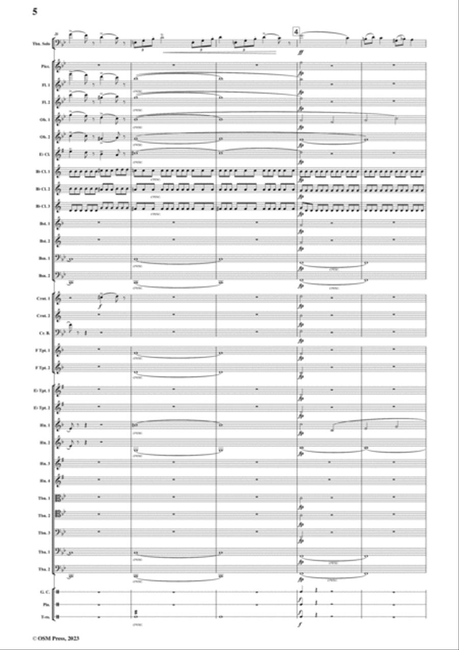 Rimsky-Korsakov-Trombone Concerto(1877),for Trombone and Wind Band Concert Band scores gallery preview page 6