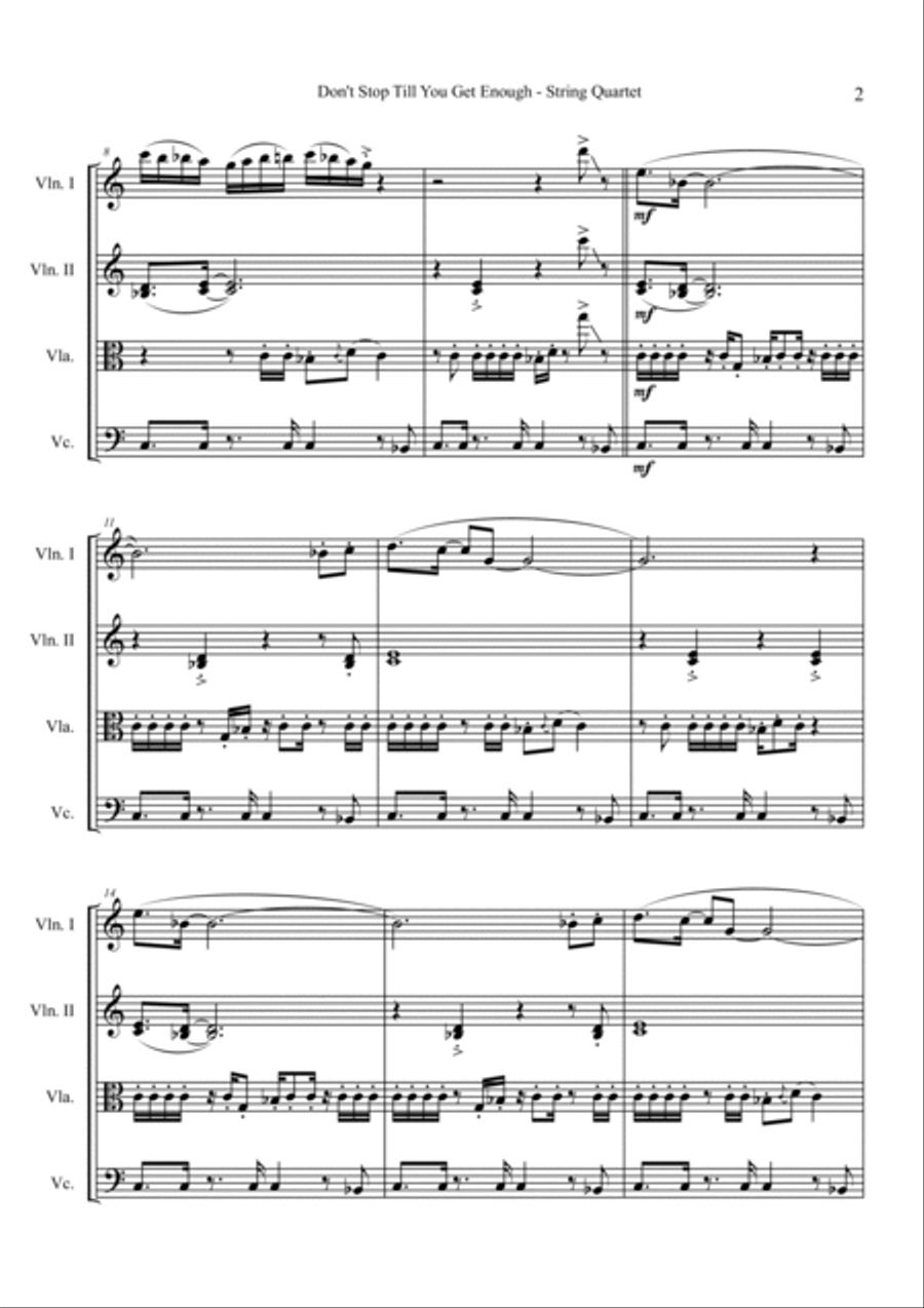 Don't Stop Til You Get Enough String Quartet scores gallery preview page 2