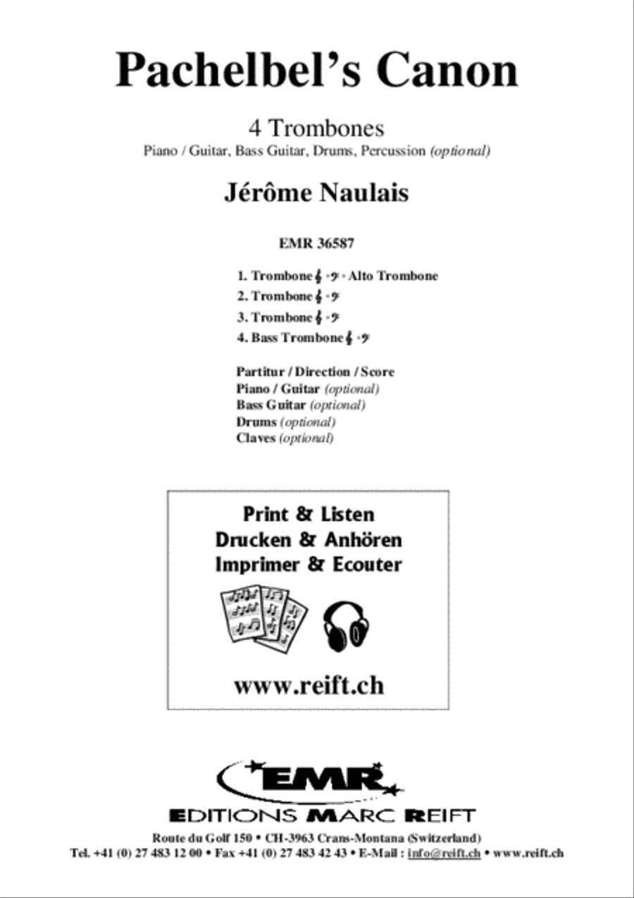 Pachelbel's Canon Trombone Quartet scores gallery preview page 2