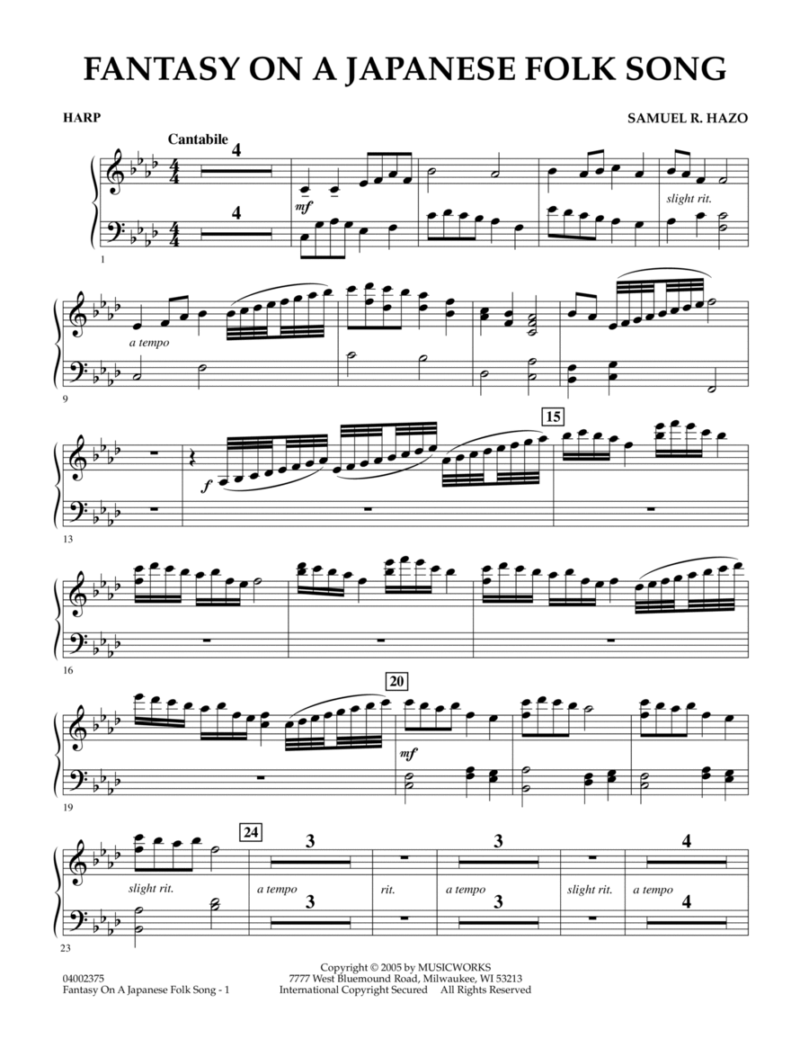 Fantasy On A Japanese Folk Song - Harp Harp scores gallery preview page 1