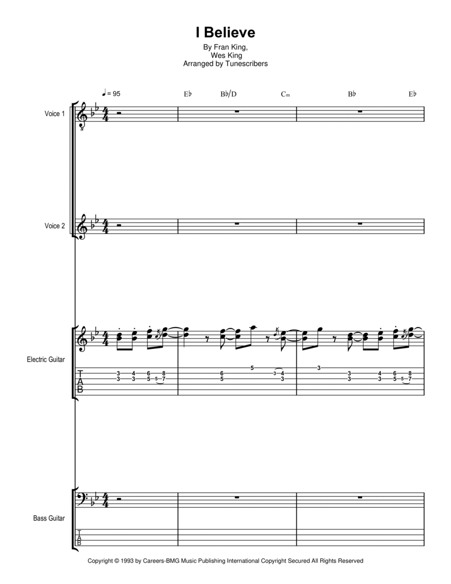 I Believe Guitar Tablature scores gallery preview page 1