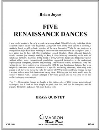 Book cover for Five Renaissance Dances