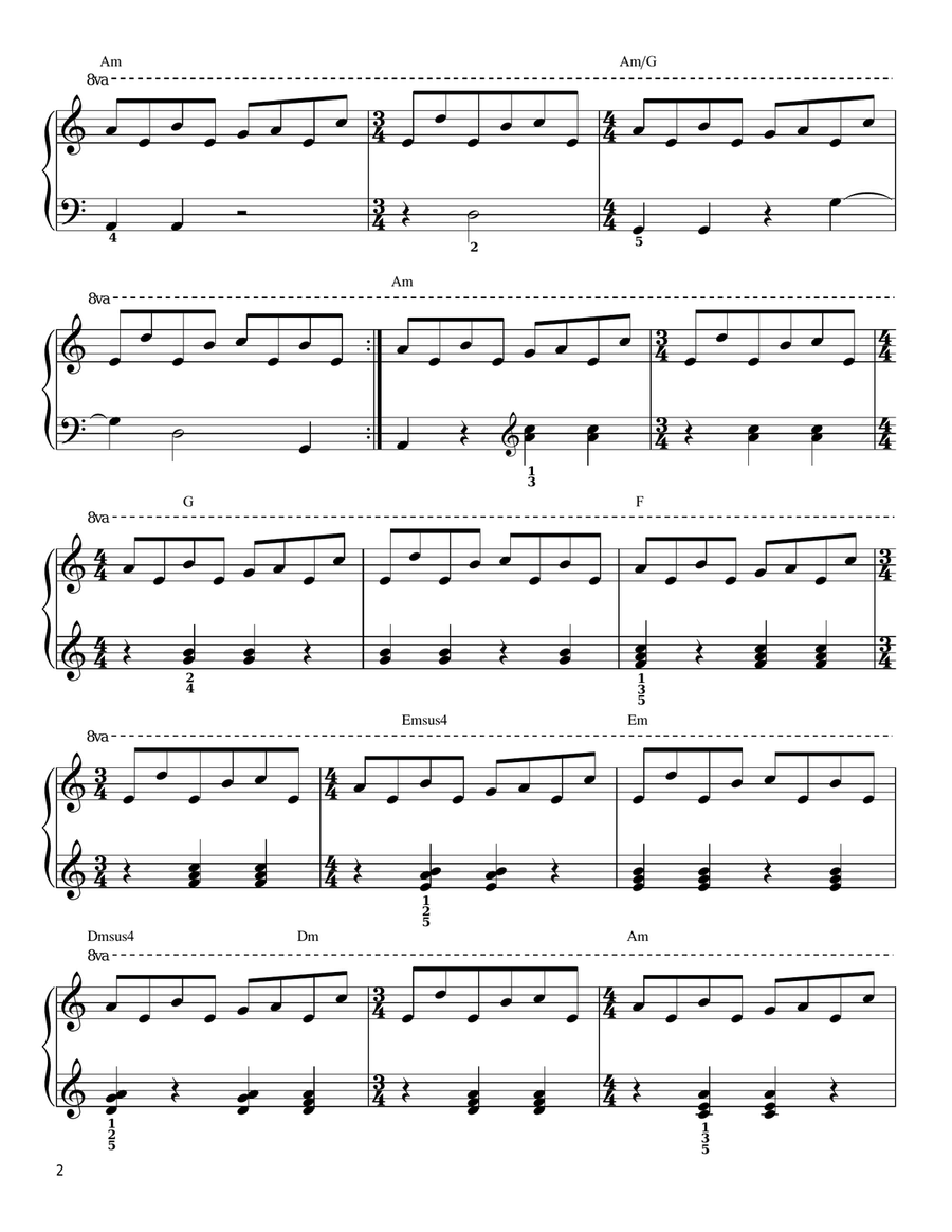Tubular Bells Tubular Bells Easy Piano scores gallery preview page 2