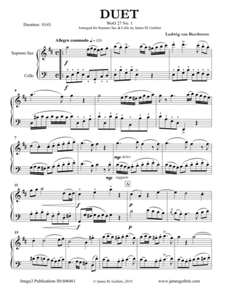 Beethoven: Three Duets WoO 27 for Soprano Sax & Cello
