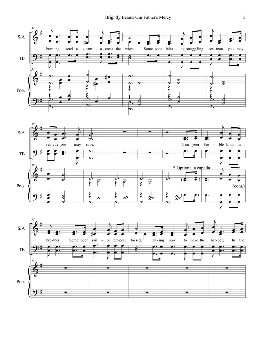 Brightly Beams Our Father's Mercy SATB Easy 4-Part scores gallery preview page 3