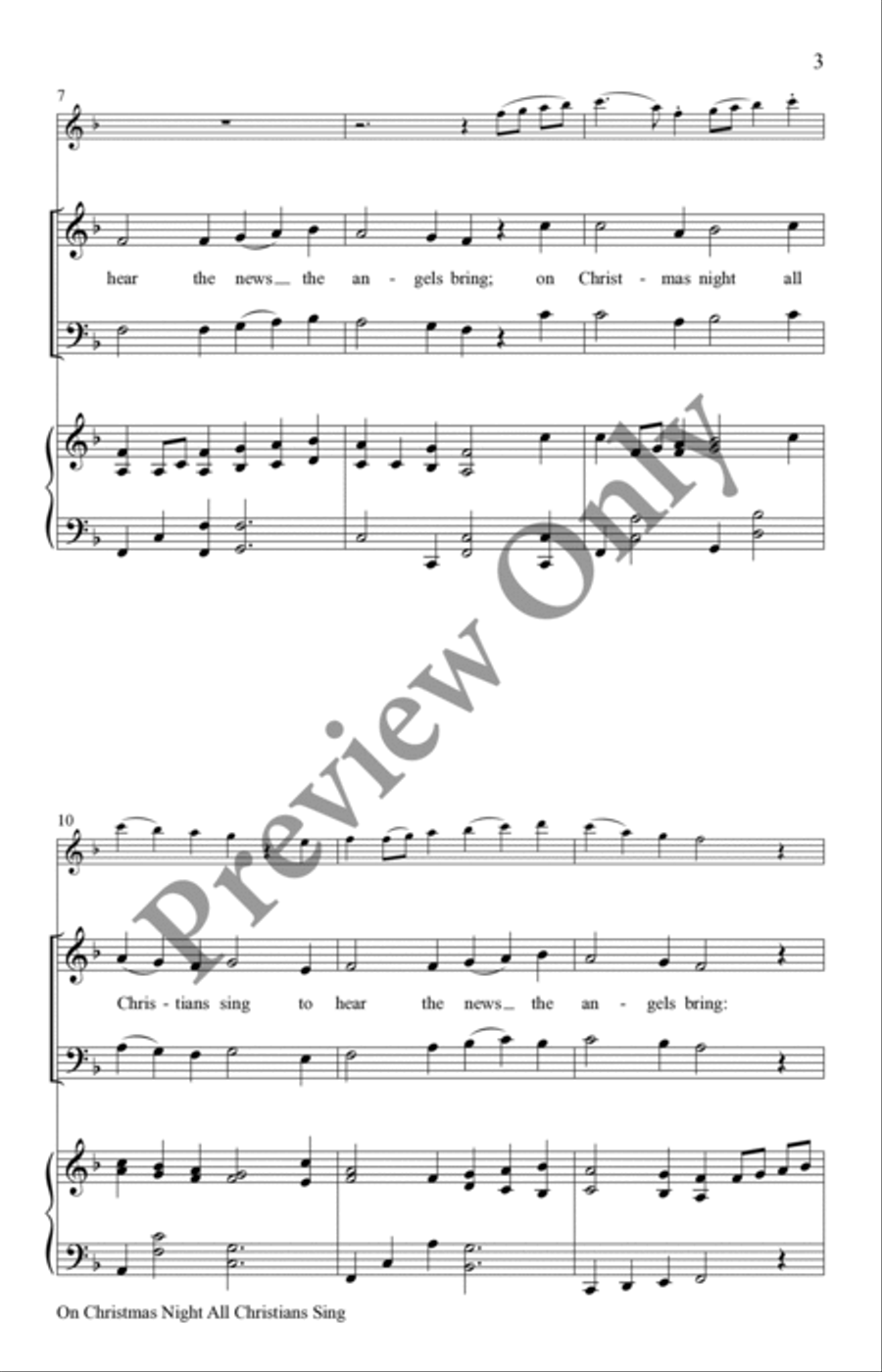 On Christmas Night All Christians Sing 4-Part scores gallery preview page 3