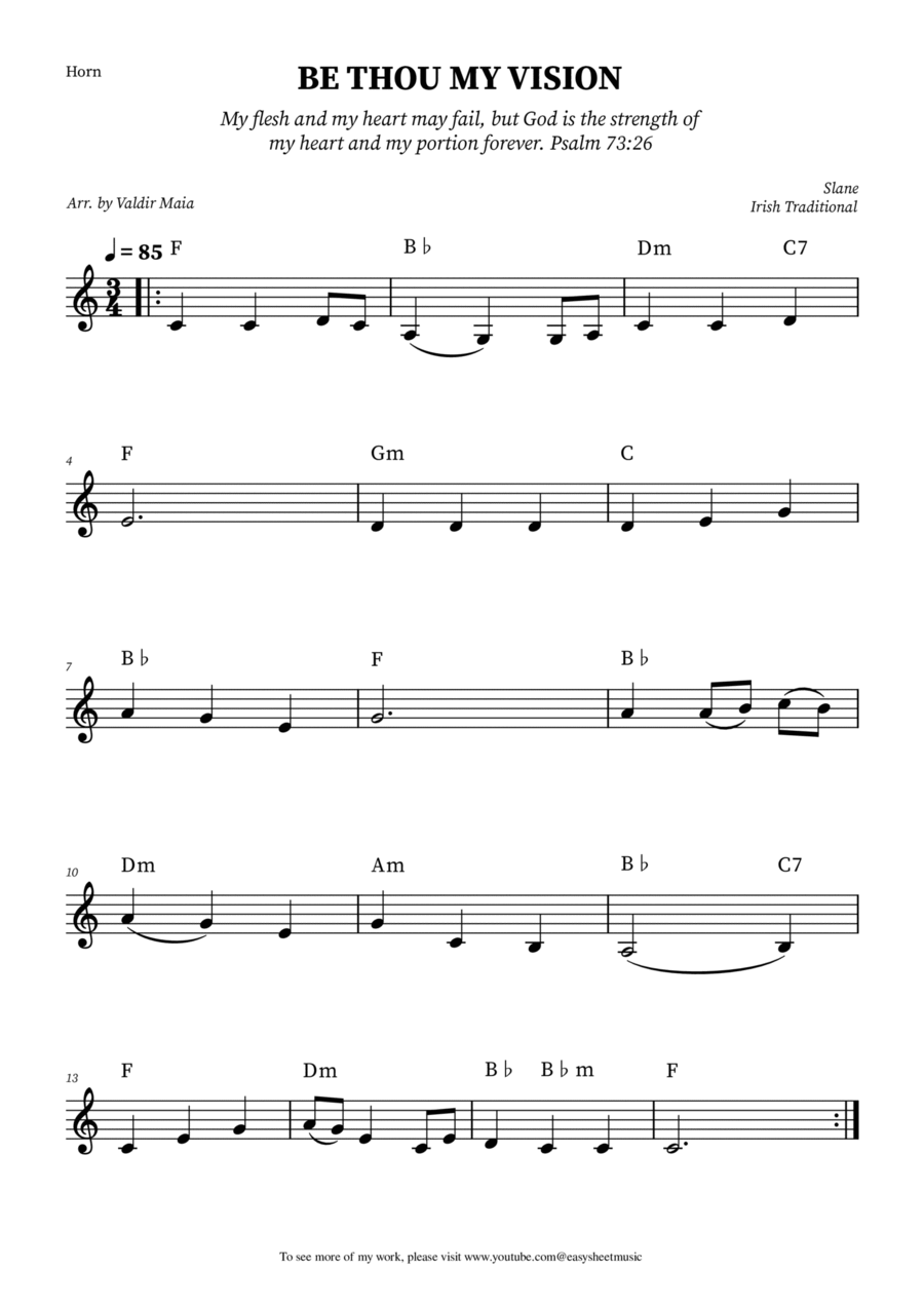 Be Thou My Vision - French Horn Solo (Chords) Horn Solo scores gallery preview page 1
