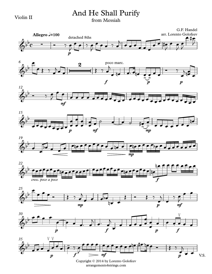 And He Shall Purify from Messiah String Quartet scores gallery preview page 3