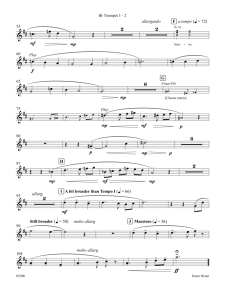 Easter Hymn (Brass Instrument Parts)