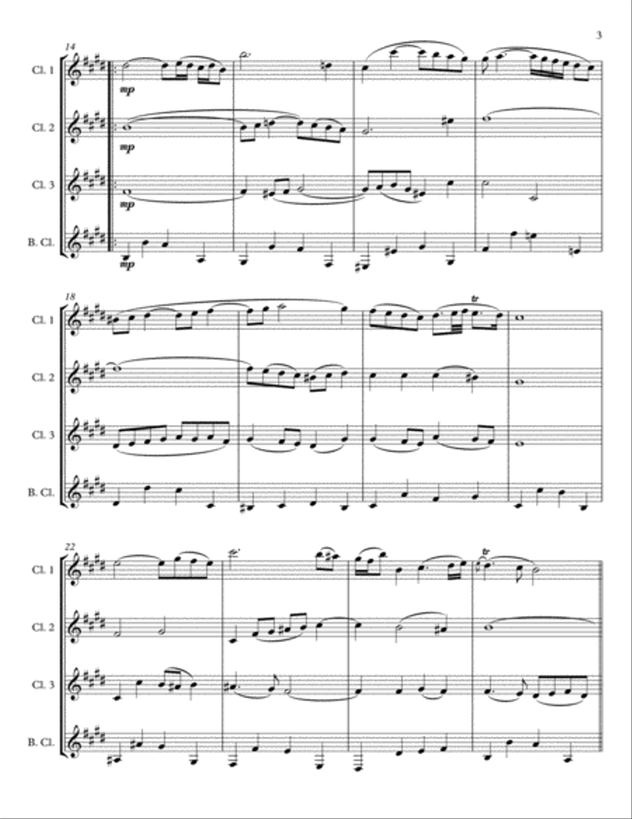 Air on the G String for Clarinet Quartet or Choir Choir scores gallery preview page 3