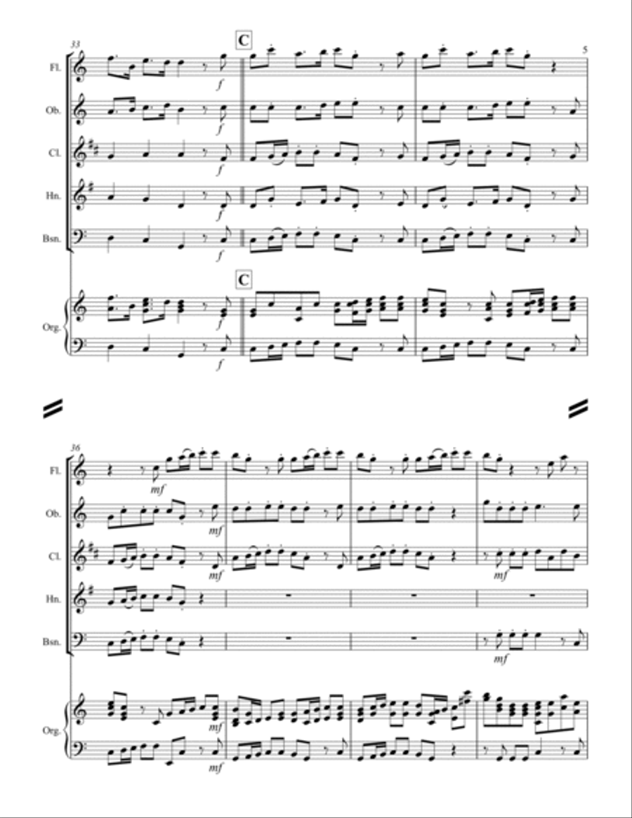 Lift Up Your Heads, O Ye Gates - from Messiah (for Woodwind Quintet & optional Organ) Woodwind Quintet scores gallery preview page 6