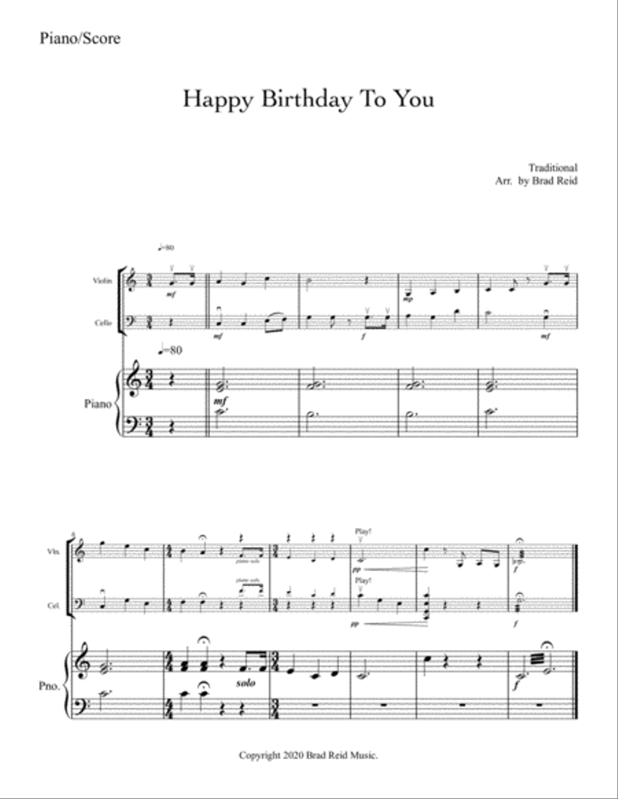 Happy Birthday Piano Trio scores gallery preview page 2