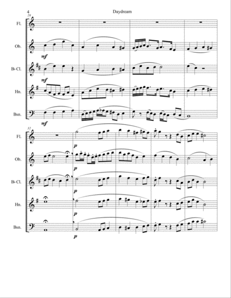 Daydream Daydream Woodwind Quintet scores gallery preview page 5