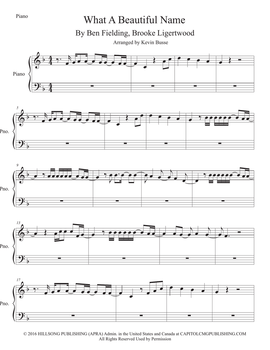 What A Beautiful Name What A Beautiful Name Easy Piano scores gallery preview page 1