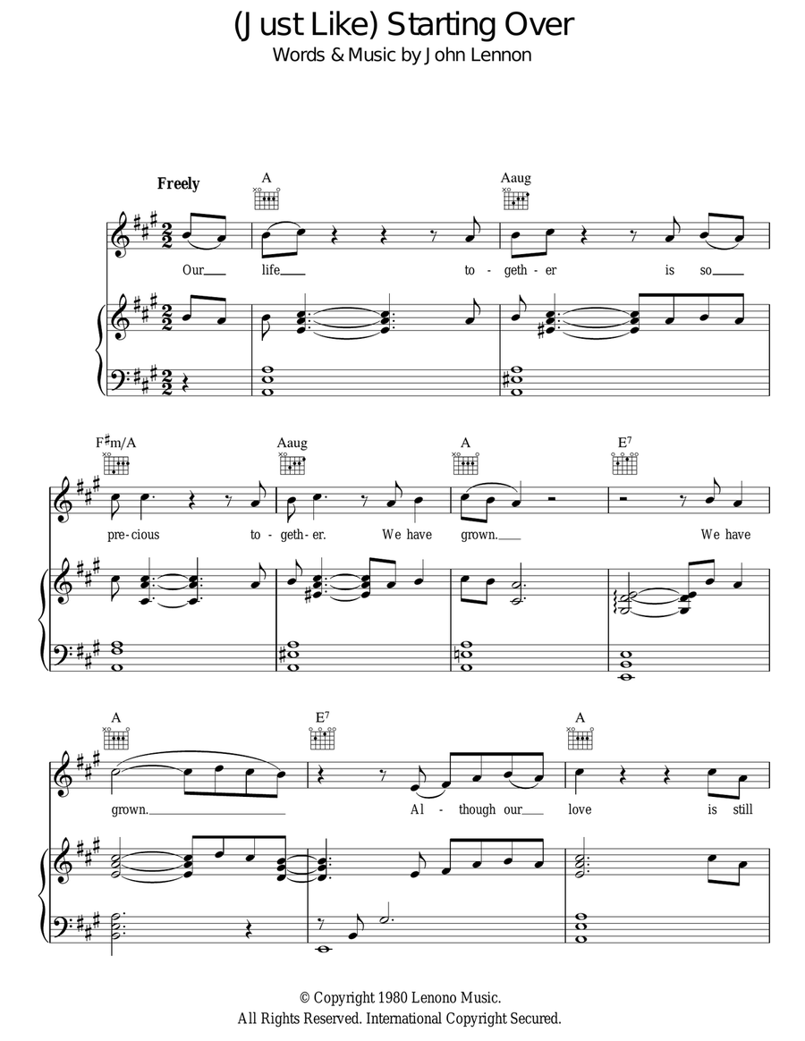 (Just Like) Starting Over Acoustic Guitar scores gallery preview page 1