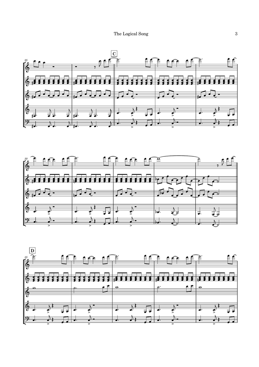 The Logical Song Guitar Ensemble scores gallery preview page 6