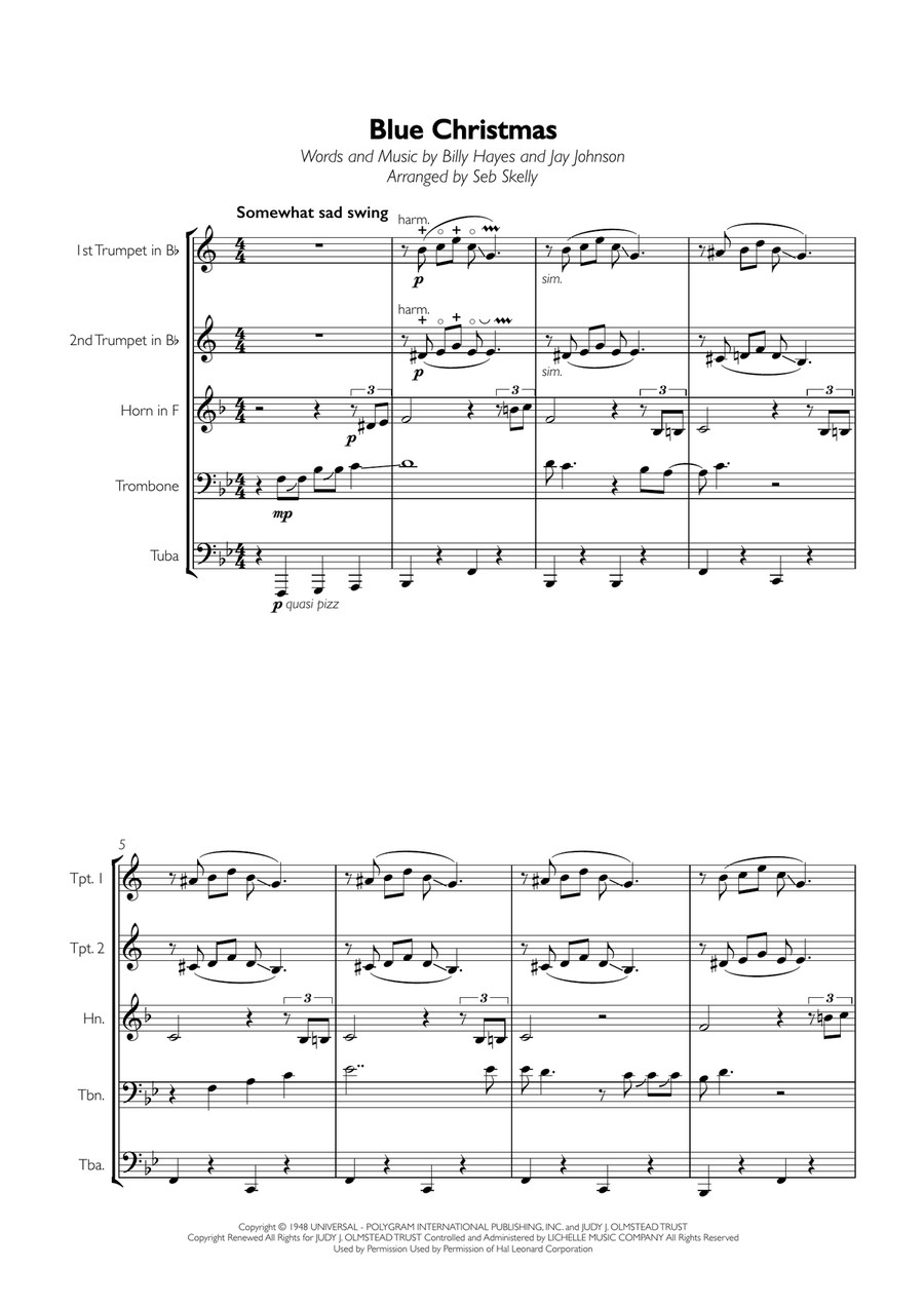 Blue Christmas Blue Christmas Brass Ensemble scores gallery preview page 1