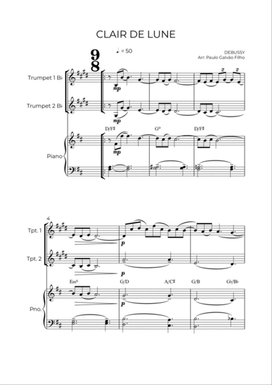 SPRING - FOUR SEASONS - BRASS PIANO TRIO (I TRUMPET, II TRUMPET & PIANO) Trumpet Trio scores gallery preview page 2