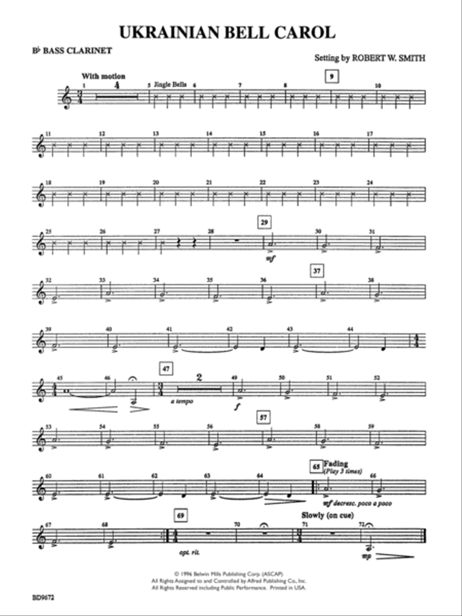 Ukrainian Bell Carol: B-flat Bass Clarinet Concert Band scores gallery preview page 1