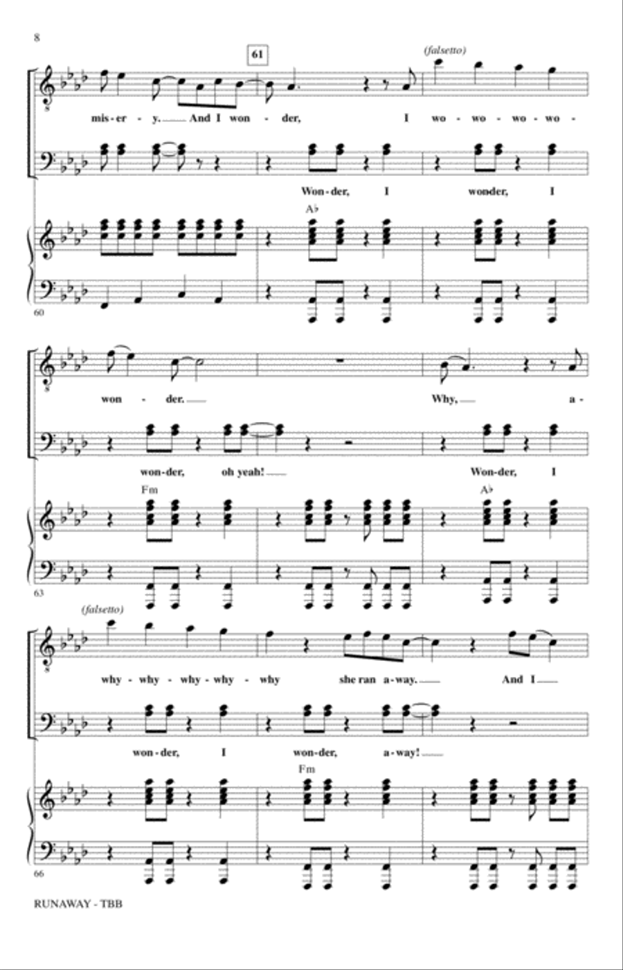 Runaway (arr. Alan Billingsley) 3-Part scores gallery preview page 7